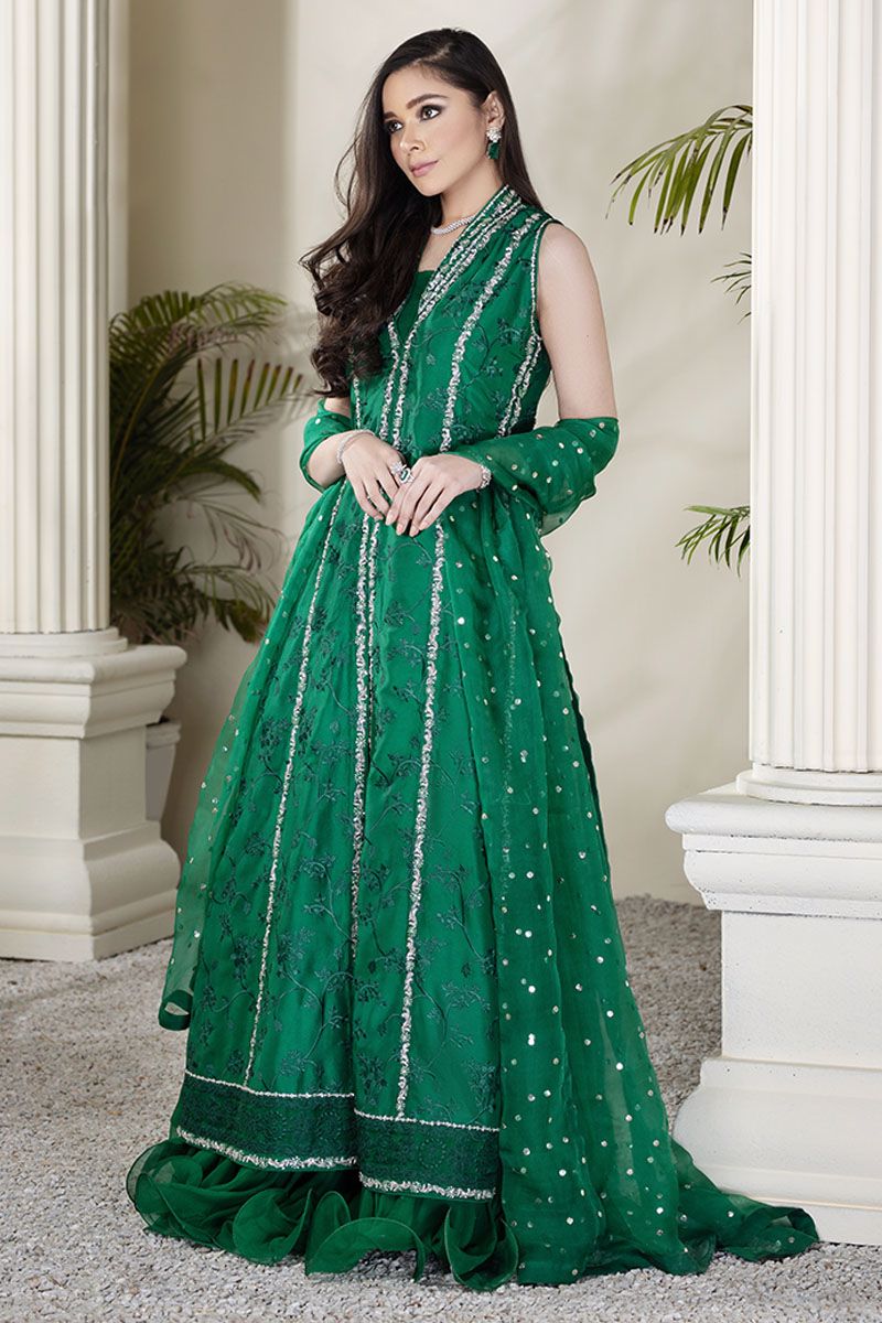 Embroidered silk gown