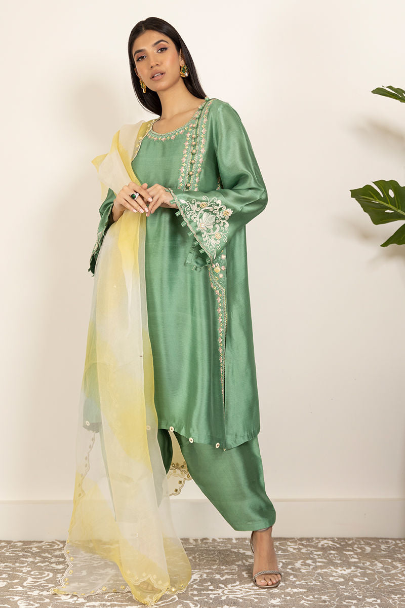 Sheen Green - Shirt And Shalwar