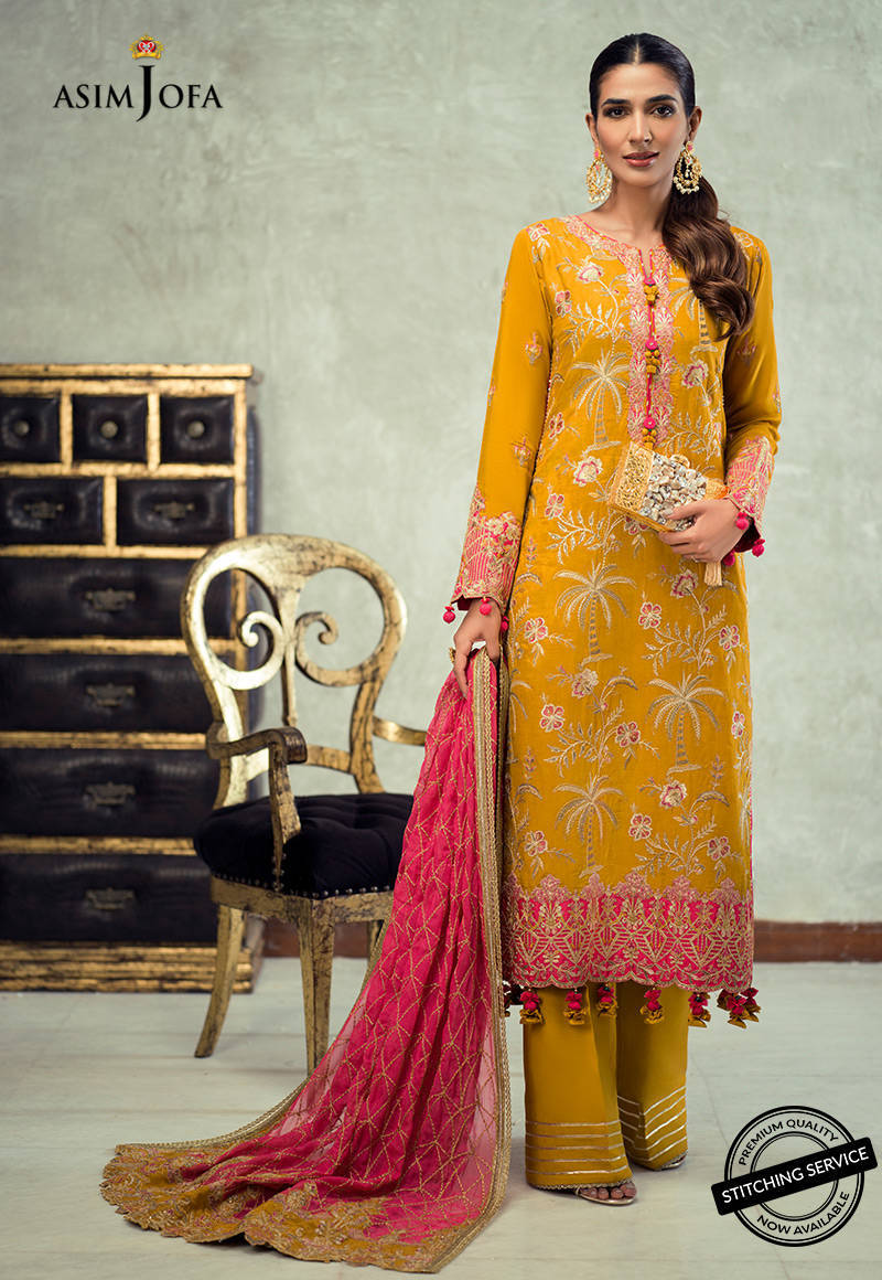 AJLED-19 EMBROIDERED STITCHED 3 PCS