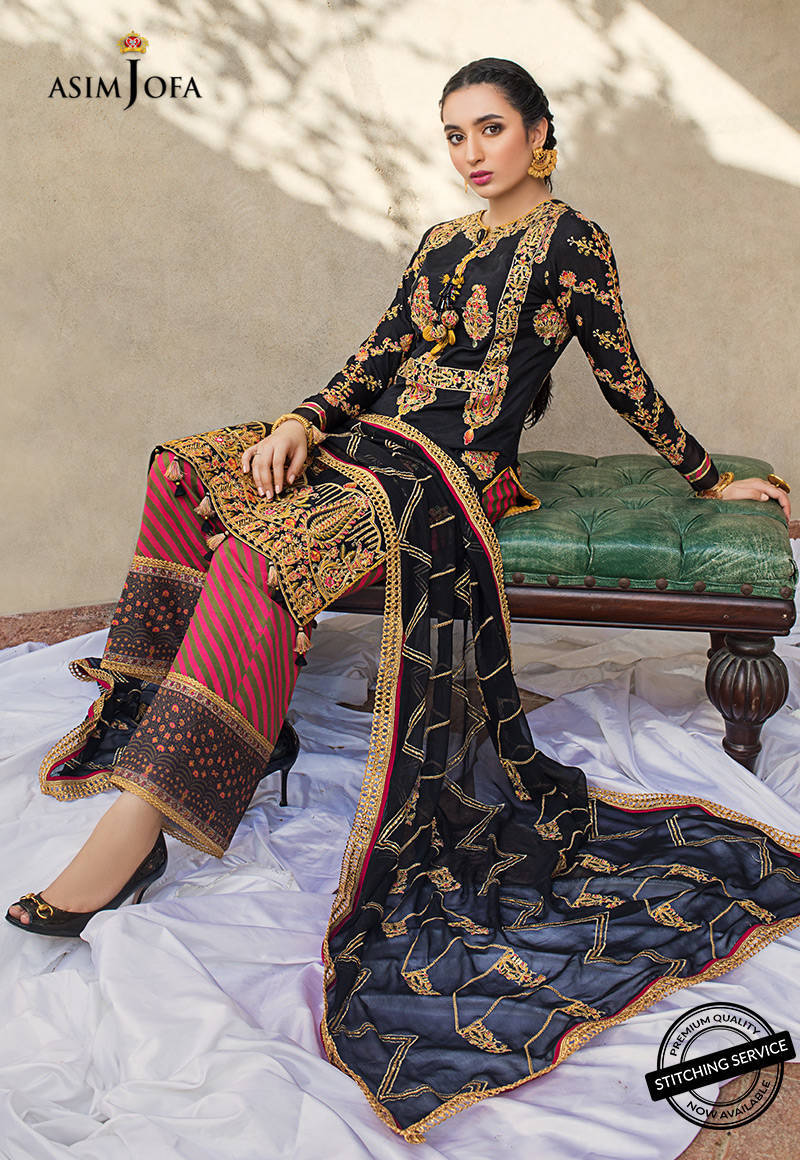 AJLED-15 EMBROIDERED STITCHED 3 PCS