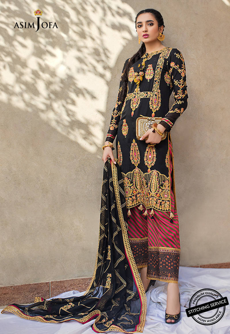AJLED-15 EMBROIDERED STITCHED 3 PCS