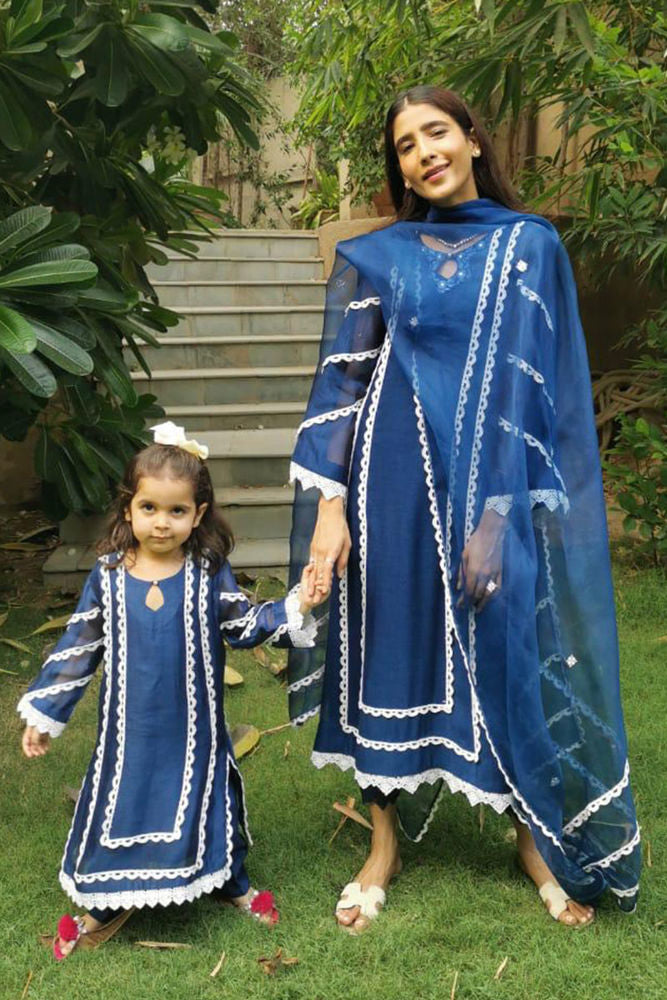 Cobalt Shadow with Fine Embroidery | Ansab Jahangir