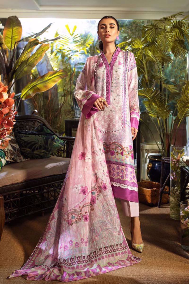 AJKKB-16 EMBROIDERED CHIFFON STITCHED 3 PCS