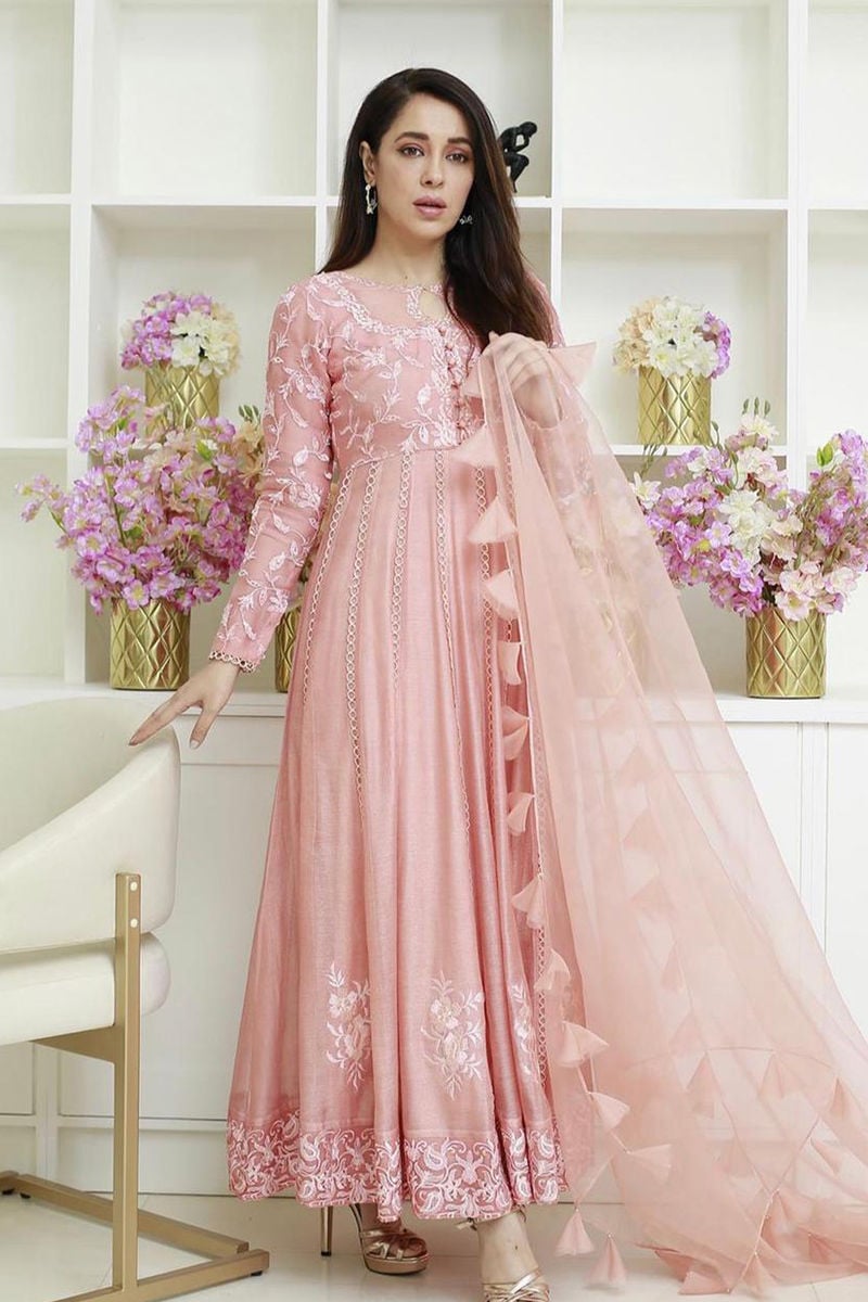 Dusty Pink Hint Kalidaar and Dupatta With Pants