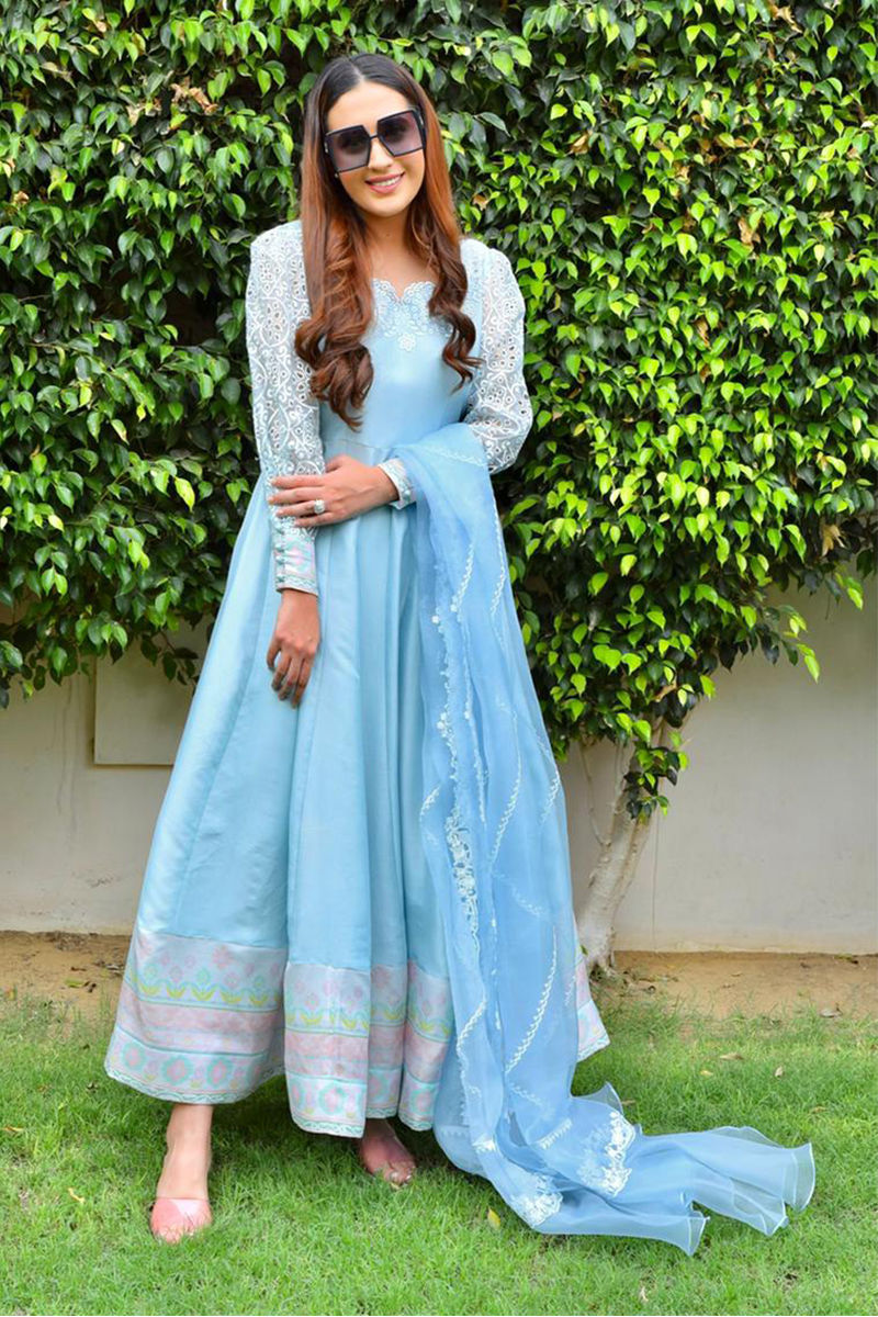 Ethnic Blue Kalidaar and Dupatta With Pants