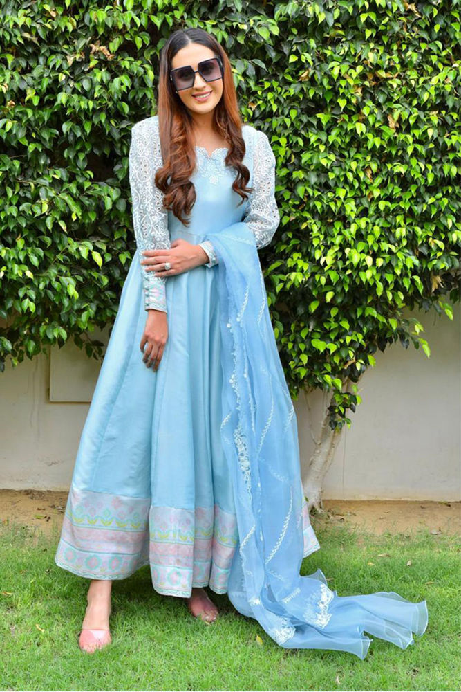 Ethnic Blue Kalidaar and Dupatta With Pants