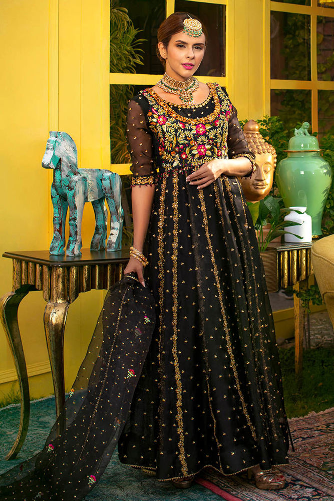 Black Lady with Fine Embroidery | Ansab Jahangir
