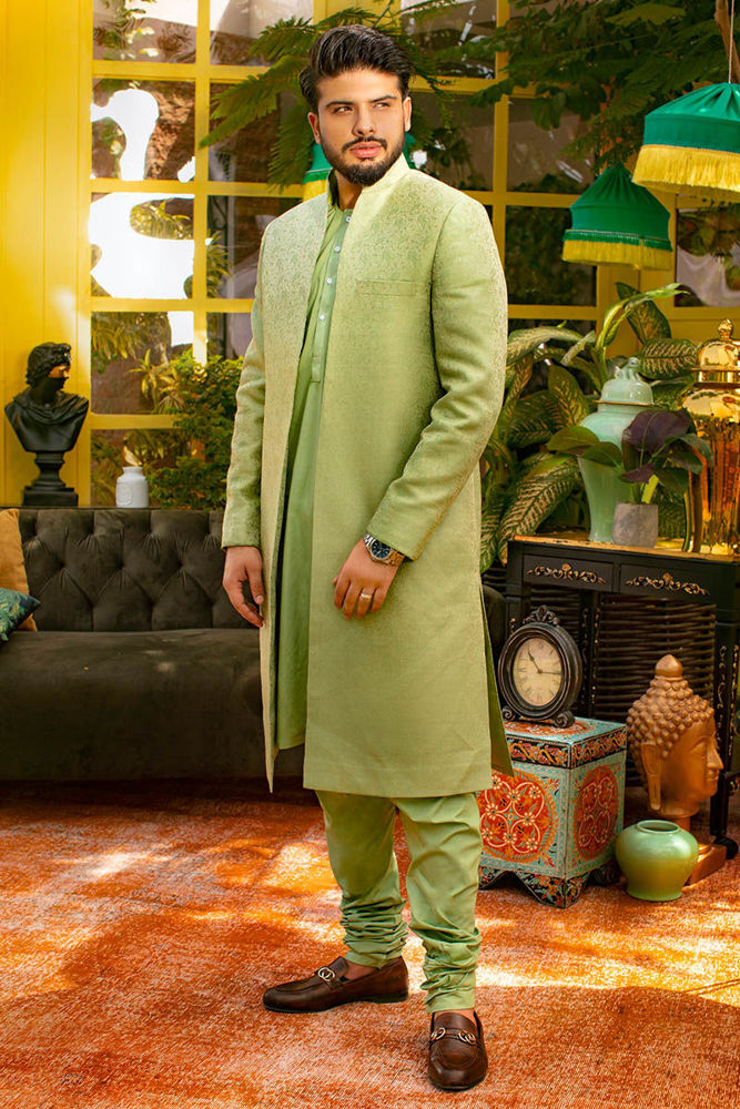 Mint Aura - Man with Fine Embroidery | Ansab Jahangir