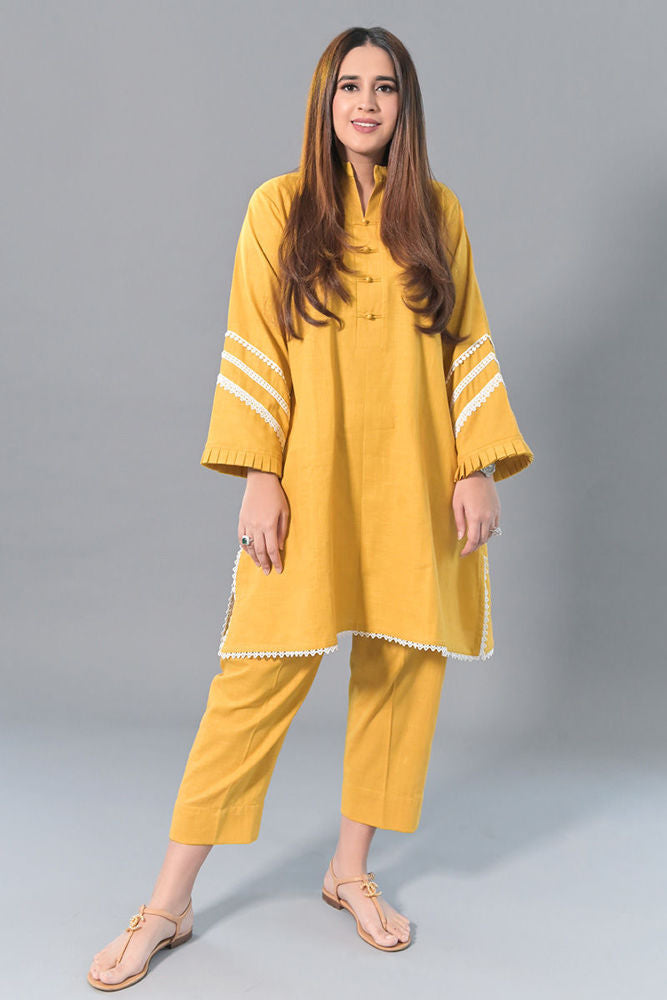 Mustard Basic with Fine Embroidery | Ansab Jahangir
