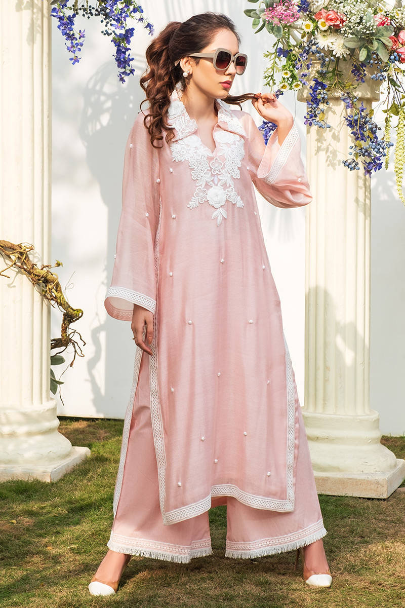 Pink and white lace