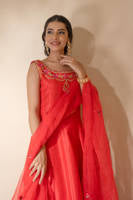 Coral Rose With Pants and Dupatta