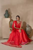 Coral Rose With Pants and Dupatta