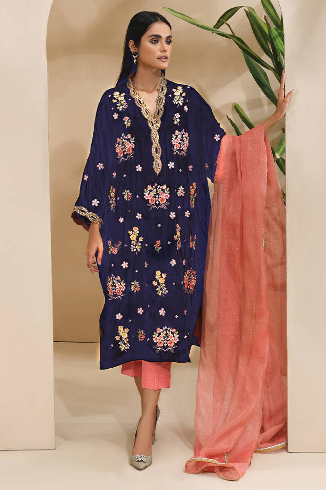 Confetti Velvet Phiran With Pants