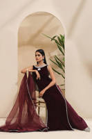 Sleek N Silver Velvet With Wide Legged Pants With Pockets