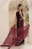 Sleek N Silver Velvet With Wide Legged Pants With Pockets