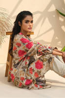 Red Floral Print Khadar