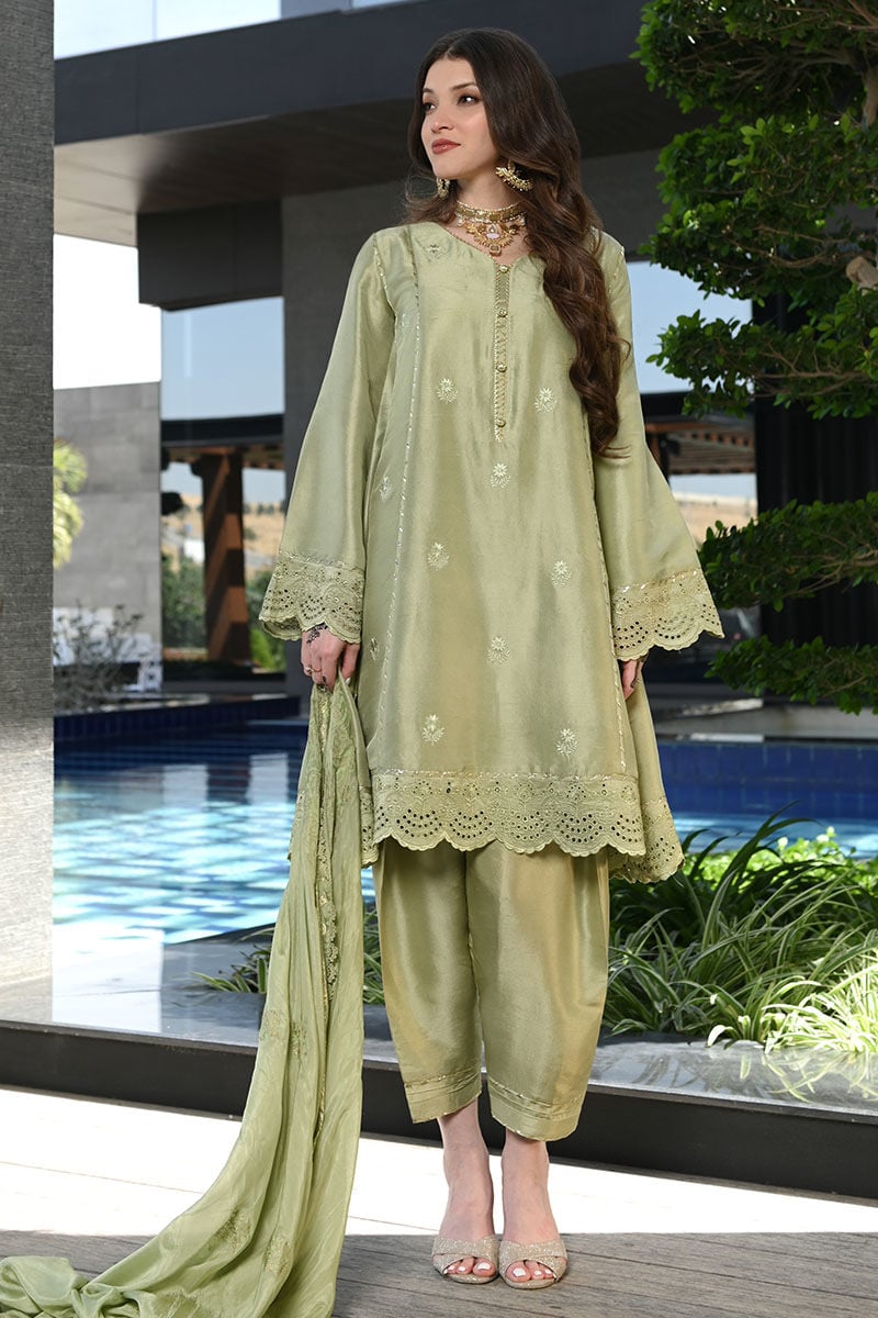 Stone Green Shirt and Dupatta