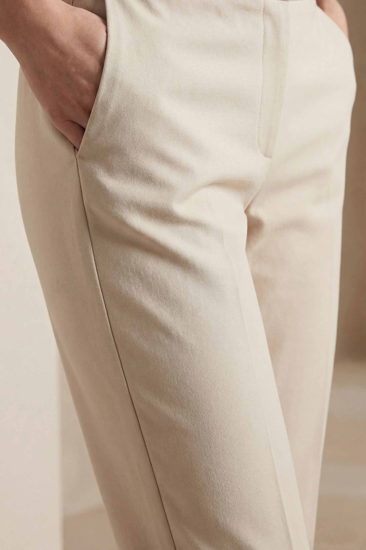 Beige Women Pants-447960118