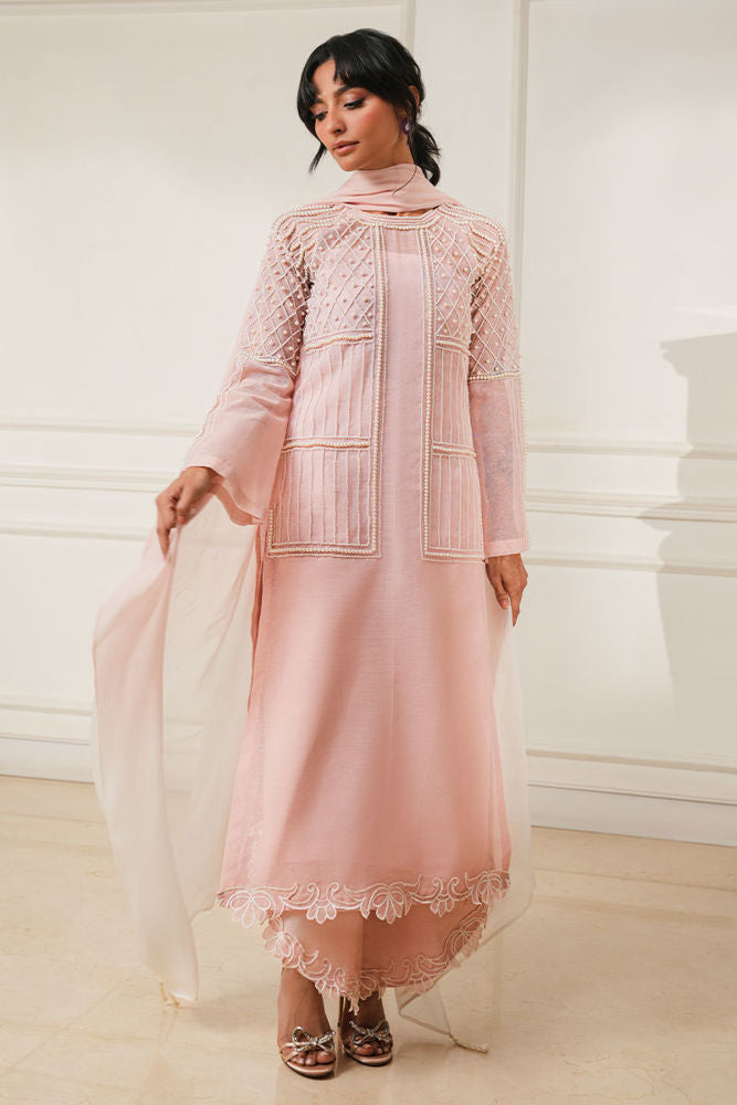 3 Piece - Pure Embroidered Cotton Net Suit S114391