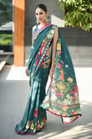 Deep Teal Saree with Timeless Appeal | Ansab Jahangir