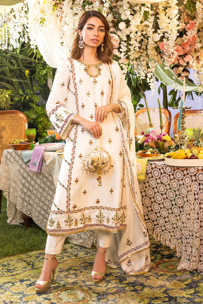 Pearl Mousse with Fine Embroidery | Ansab Jahangir