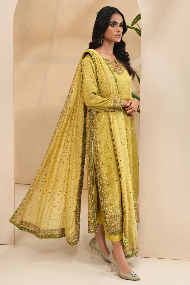 Mehndi Gold With Dupatta And Pants