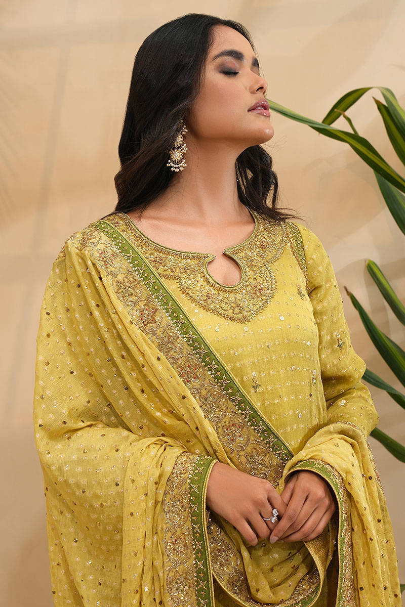 Mehndi Gold With Dupatta And Pants