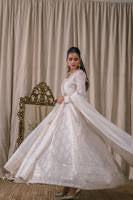 Cream Pearl Angrakha With Dupatta