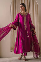 Magenta Silk with Pants