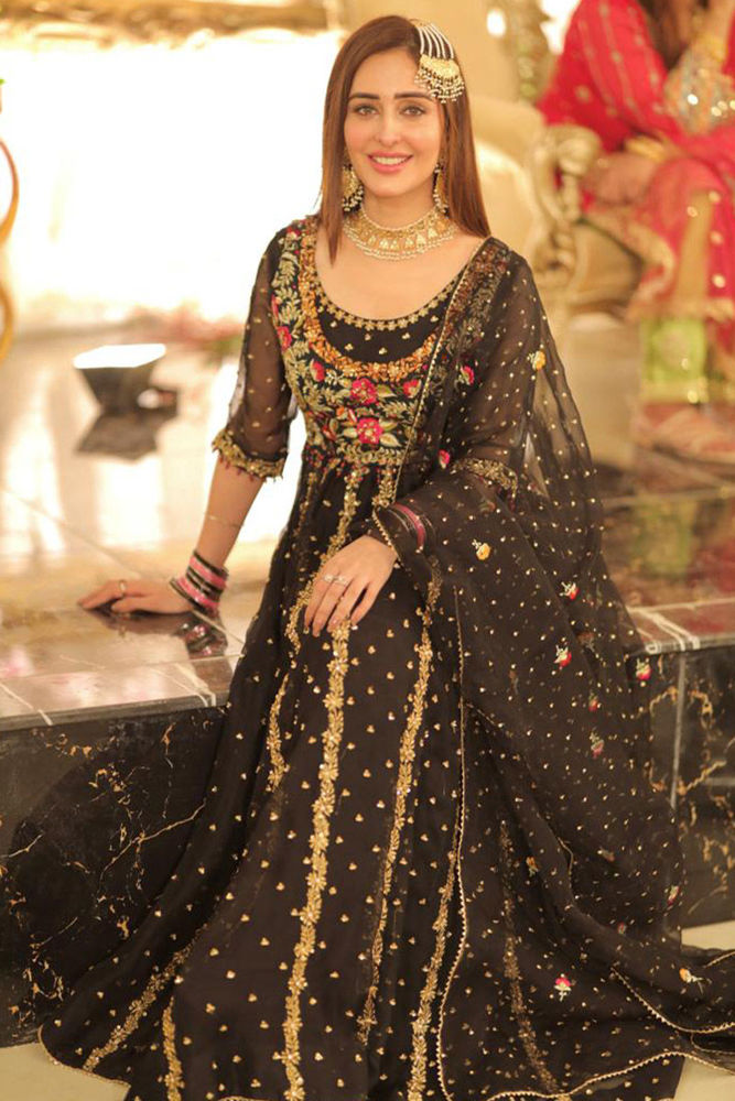 Black Lady with Fine Embroidery | Ansab Jahangir