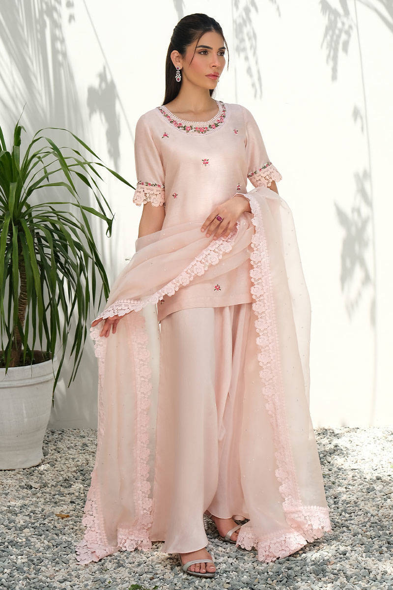 Pink Silk Floral With Pants