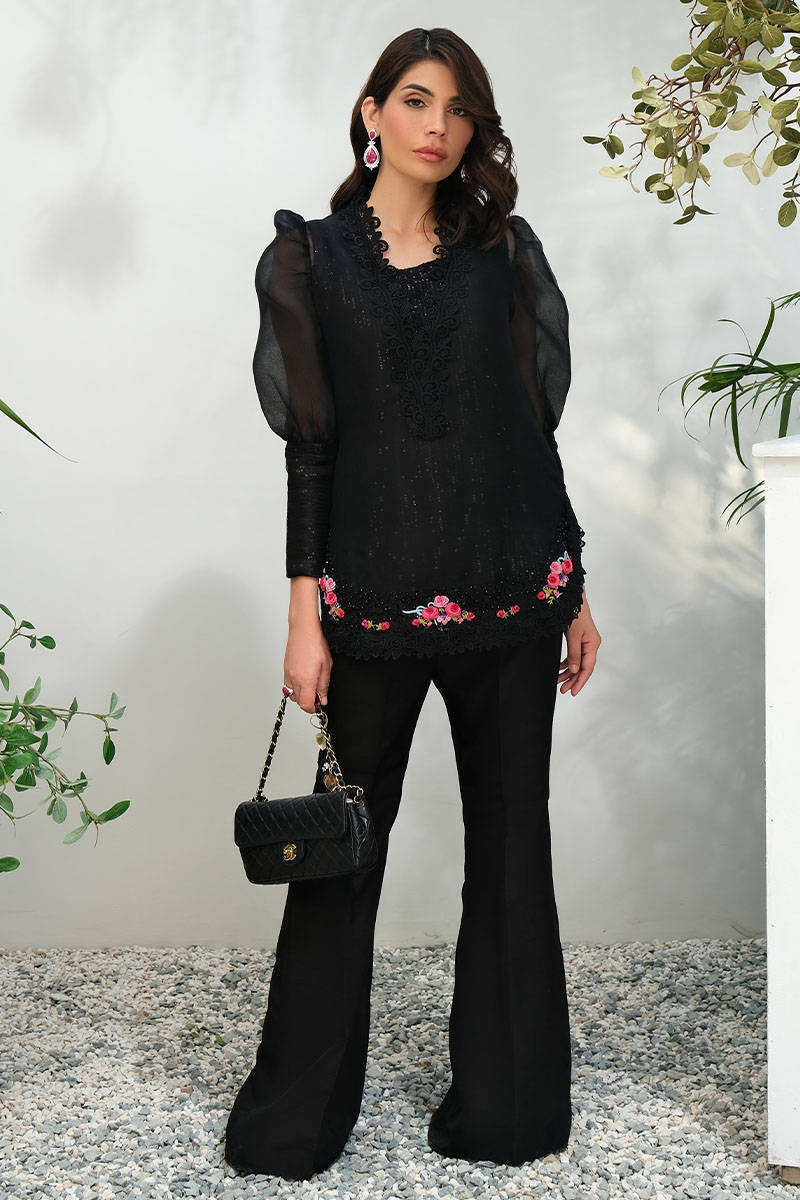 Black Sparkle Rose With Pants
