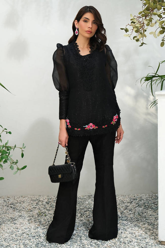 Black Sparkle Rose With Pants