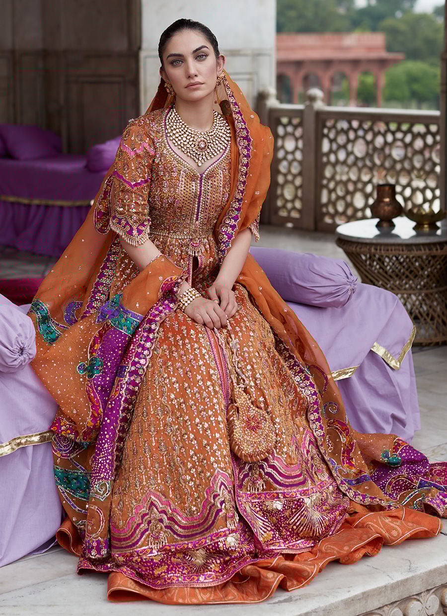 Imaan Mehndi Rust Kalidaar Bridal