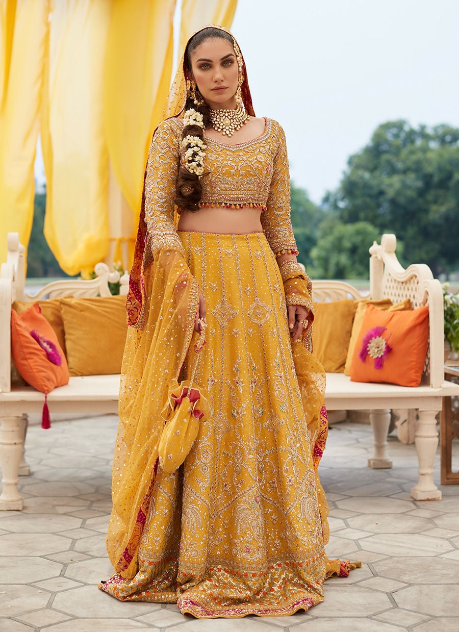Marigold Bridal Lengha Choli