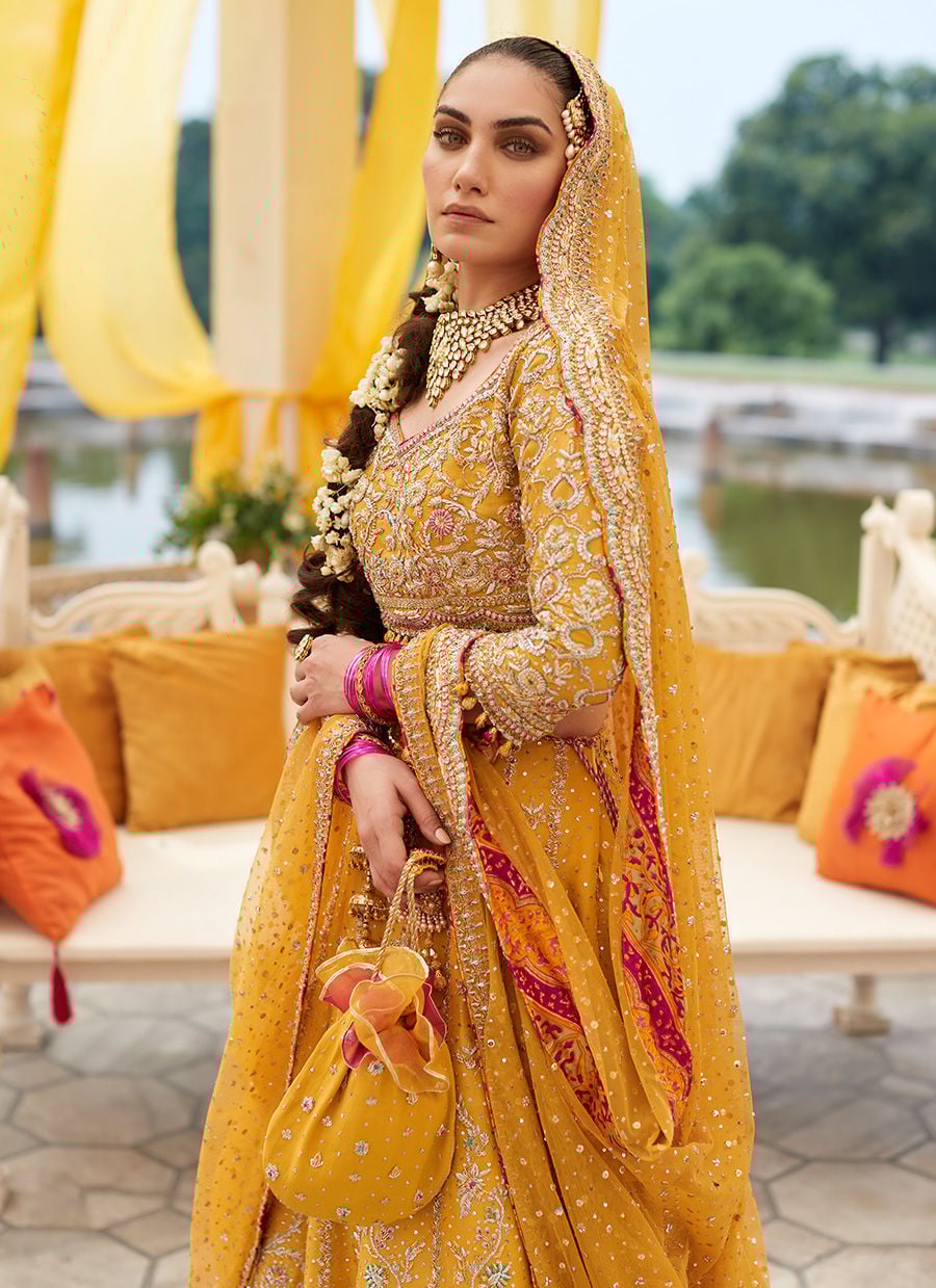 Marigold Bridal Lengha Choli