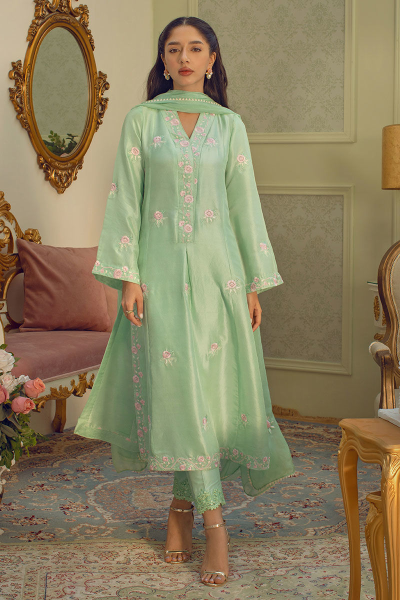 Mint Rose Shirt and Dupatta