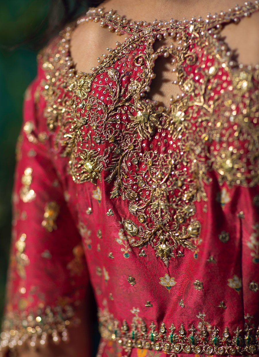 Rana Scarlett Kalidar With Pure Organza Baali Embroidered Dupatta