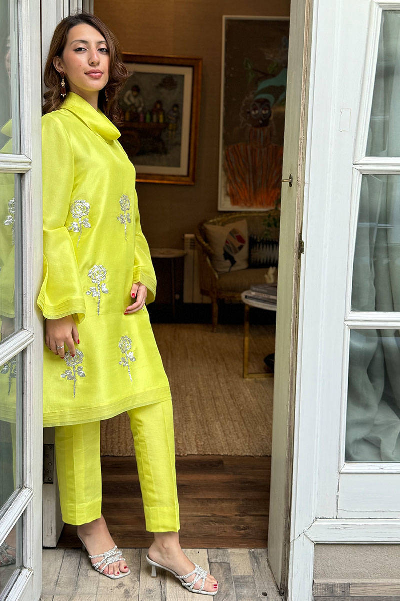 Mukesh Lime Rose With Pants