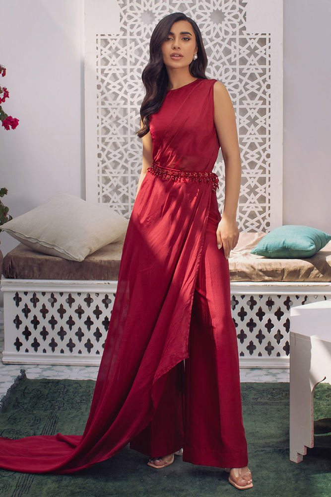 Ox-Blood Drape Shirt and Pants