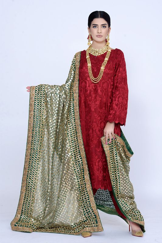 Fully Embroidered Classic Floral Shawl