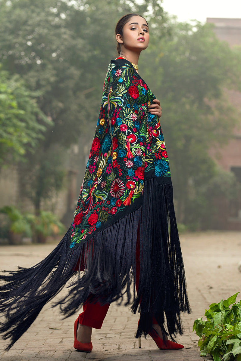Black Floral Cape