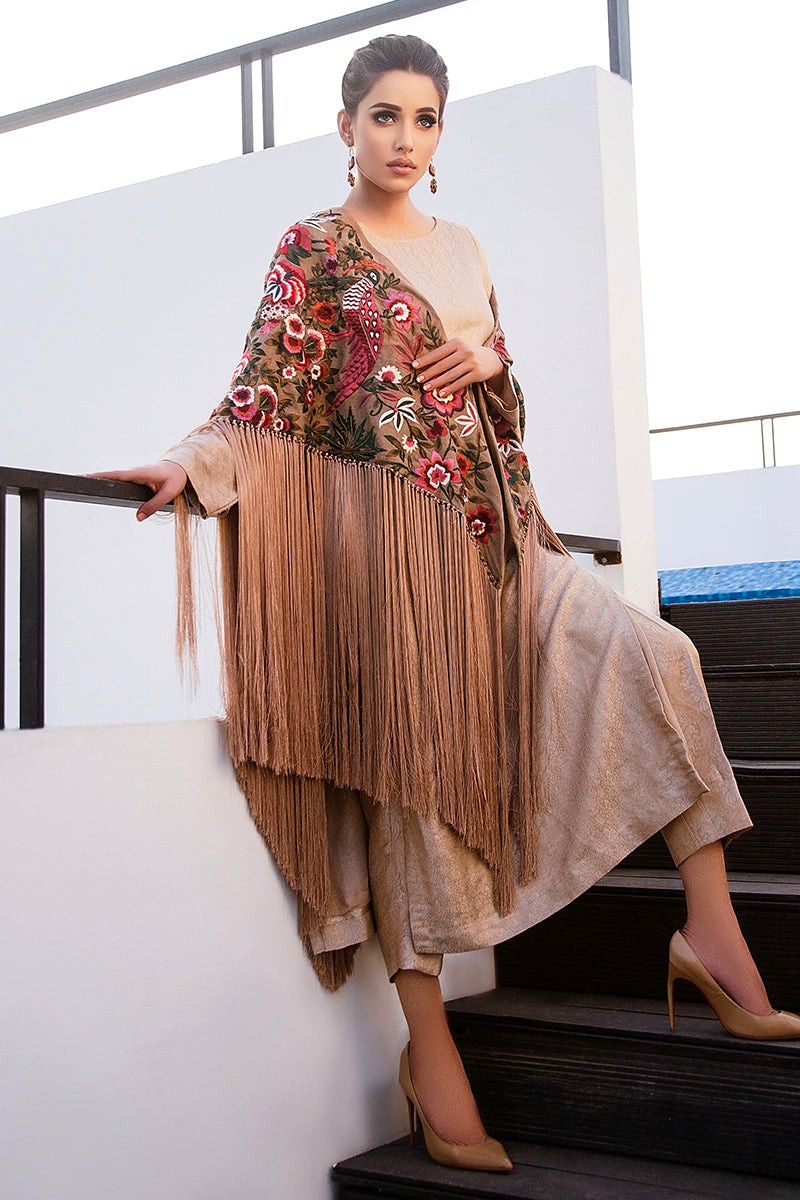 Silk Cape with Silk Thread Tussles