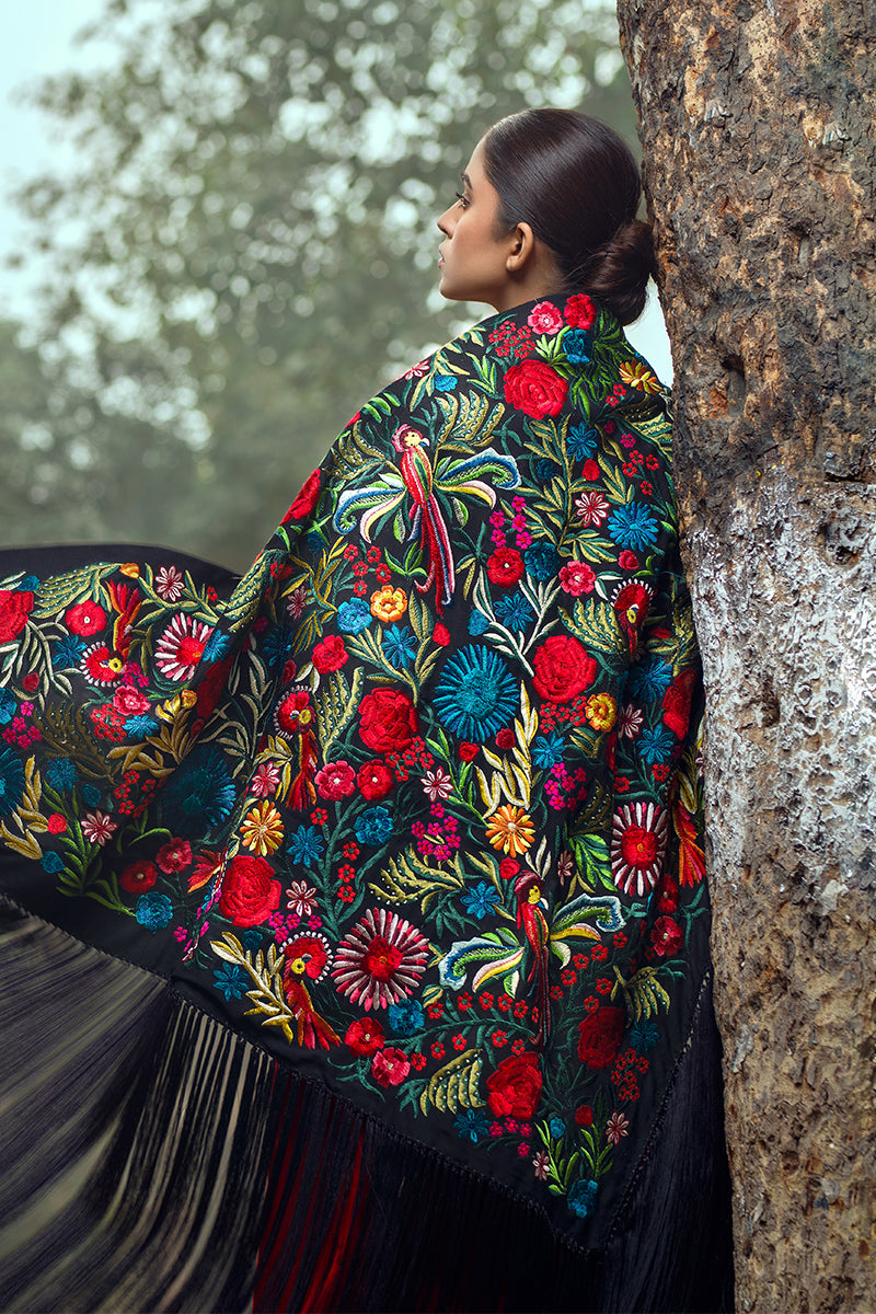 Black Floral Cape