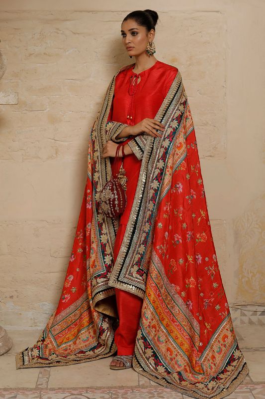 Beige pashmina fully embroidered shawl with black border