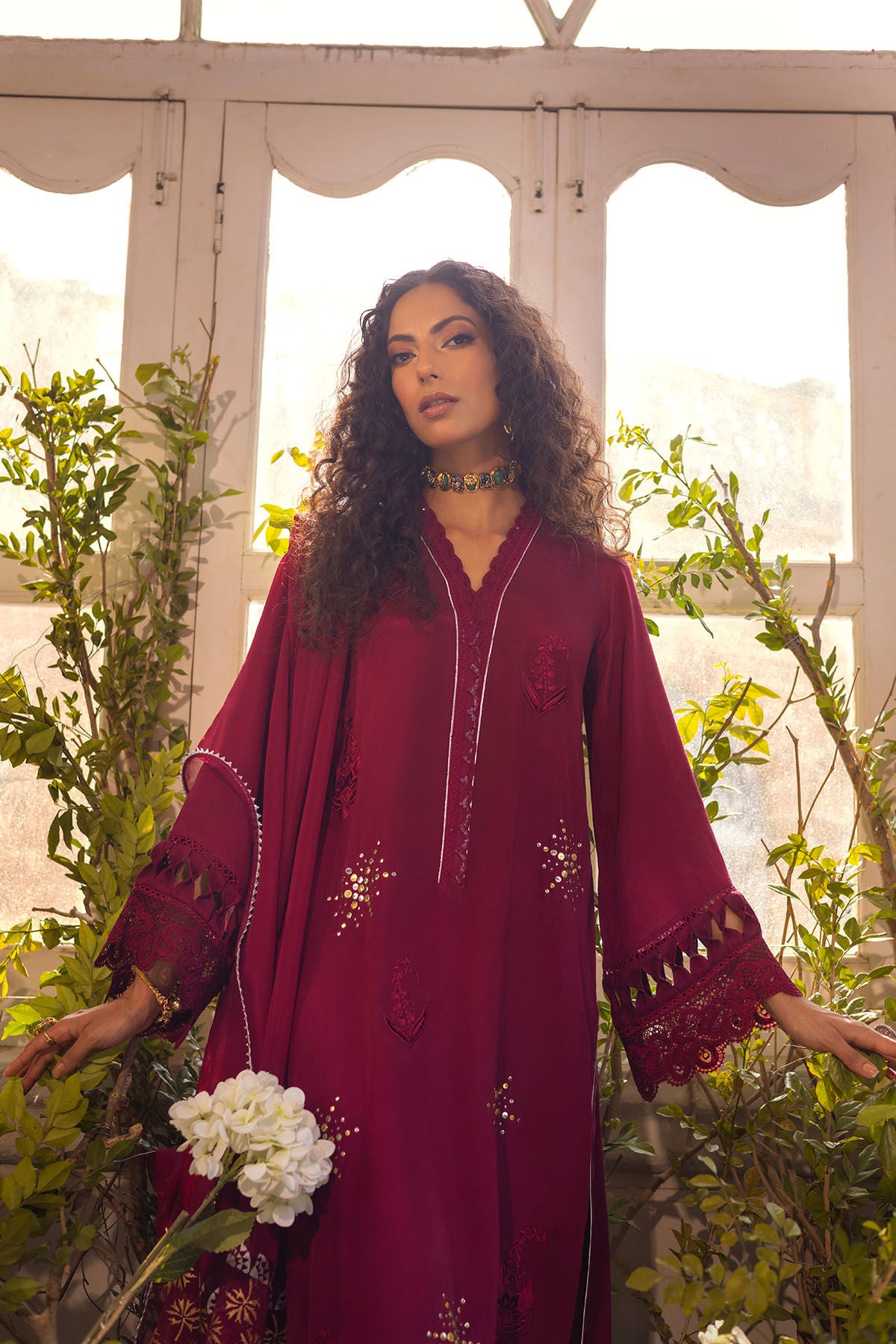 Afsaneh Cranberry - Shirt and Dupatta