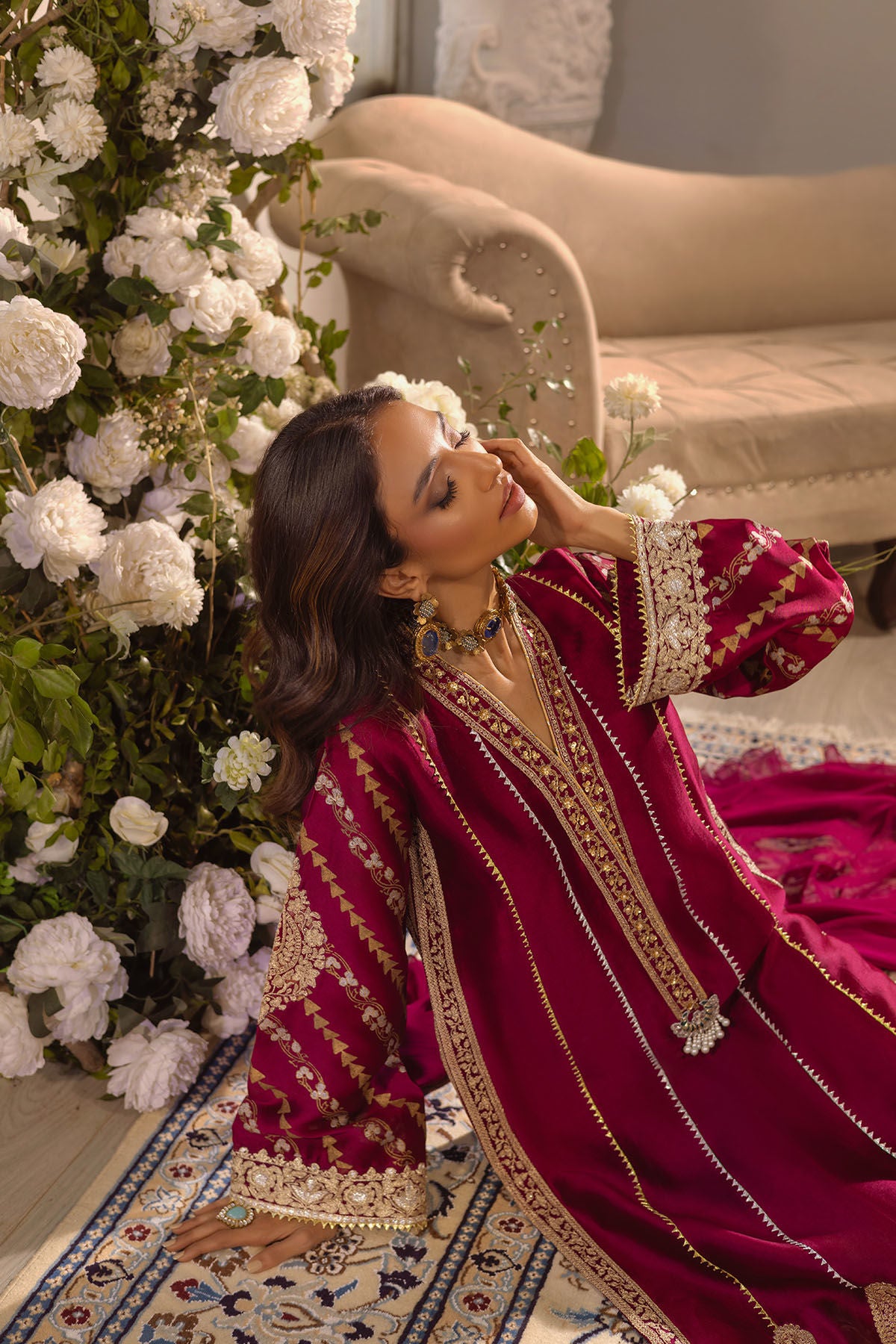 Visaal Cranberry - Shirt and Dupatta