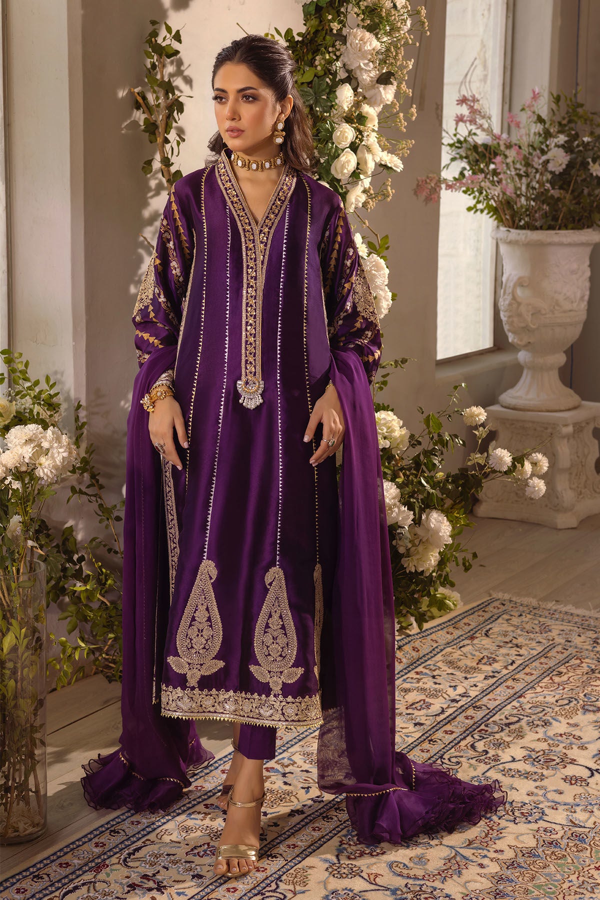 Visaal aubergine - shirt and dupatta