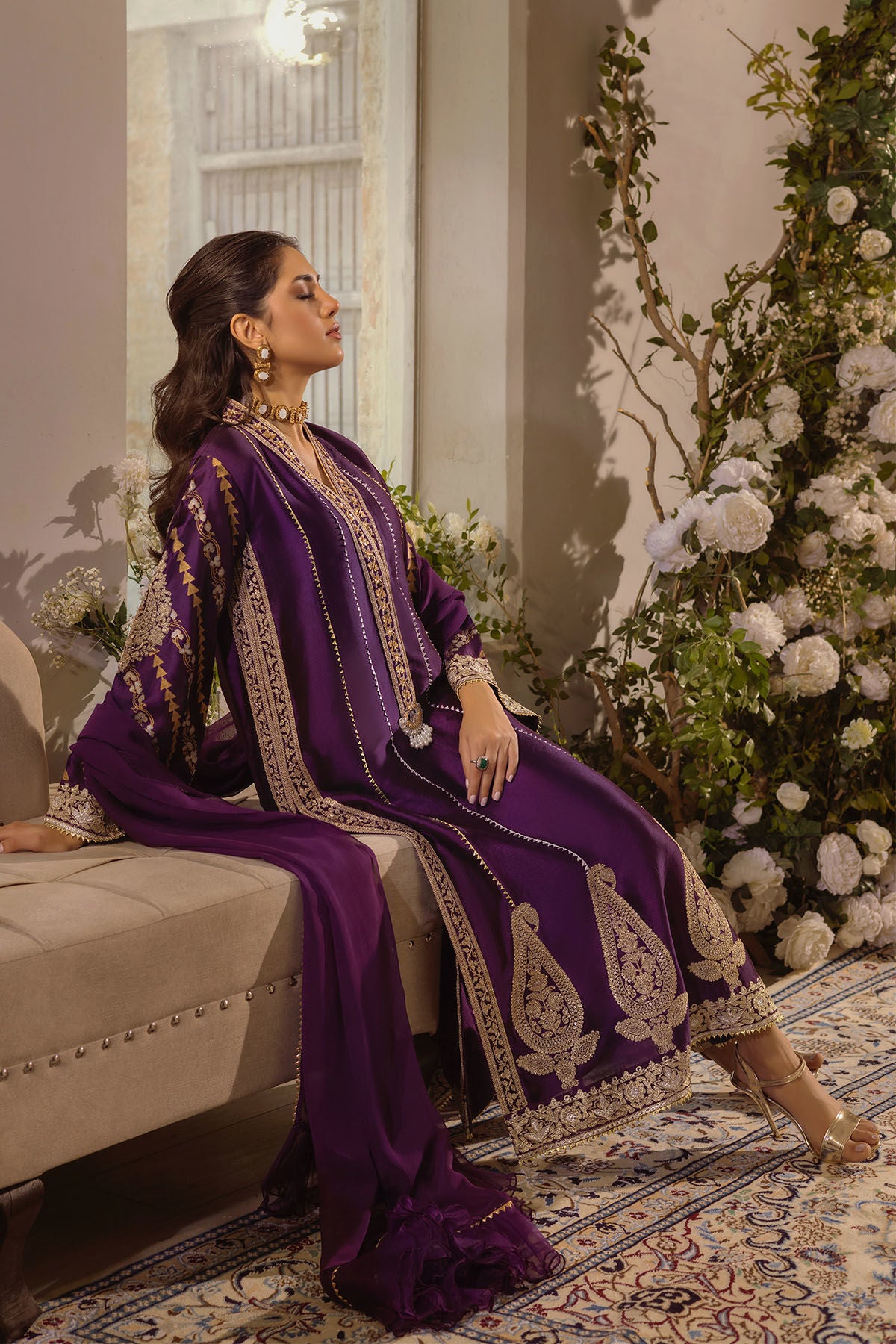 Visaal aubergine - shirt and dupatta