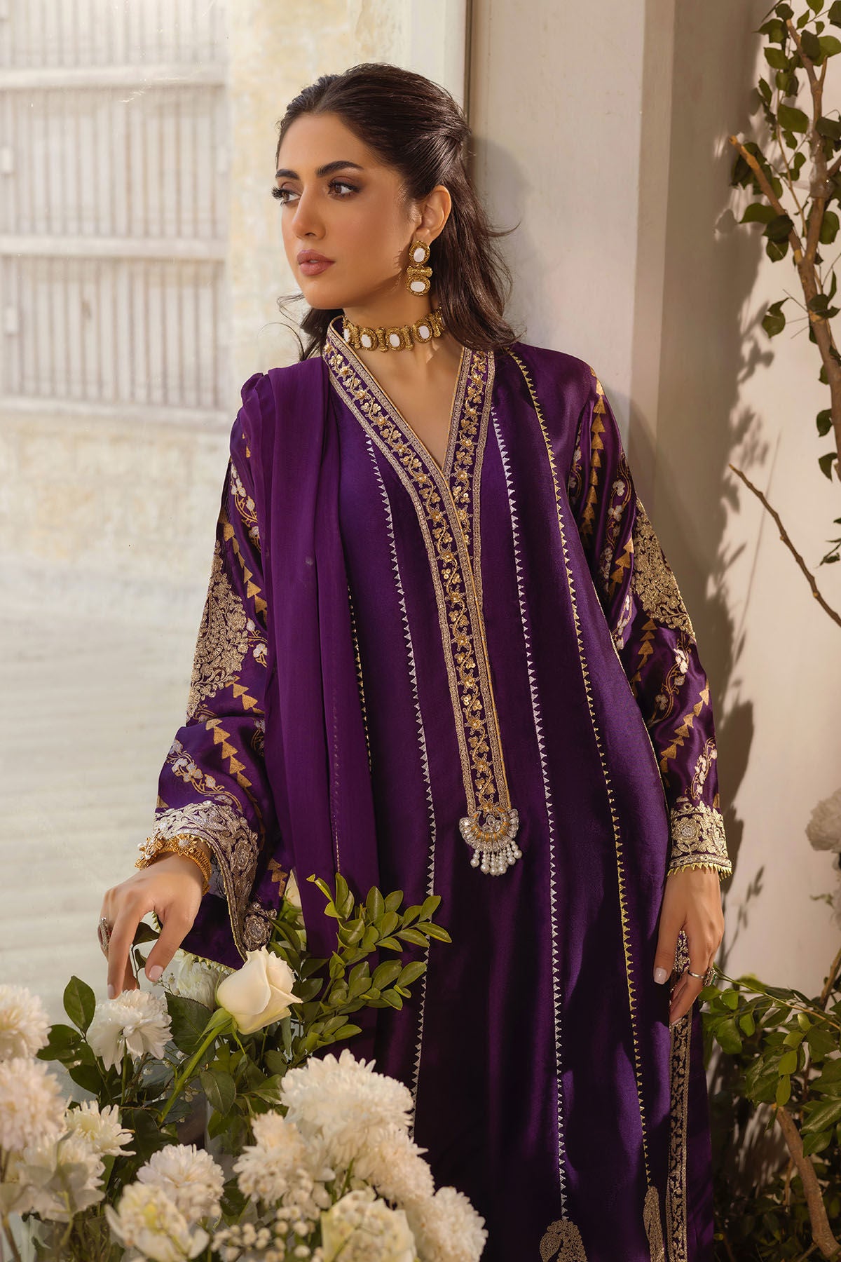 Visaal aubergine - shirt and dupatta
